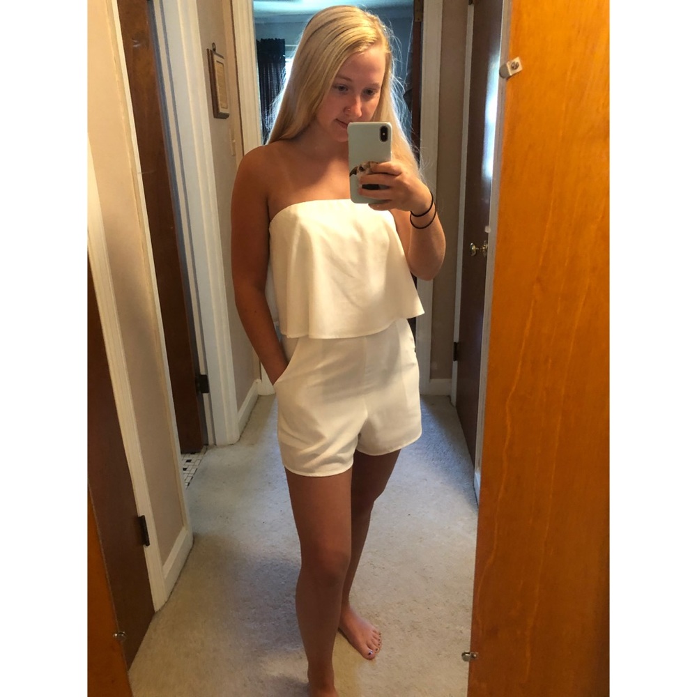 She + Sky White Romper NWT